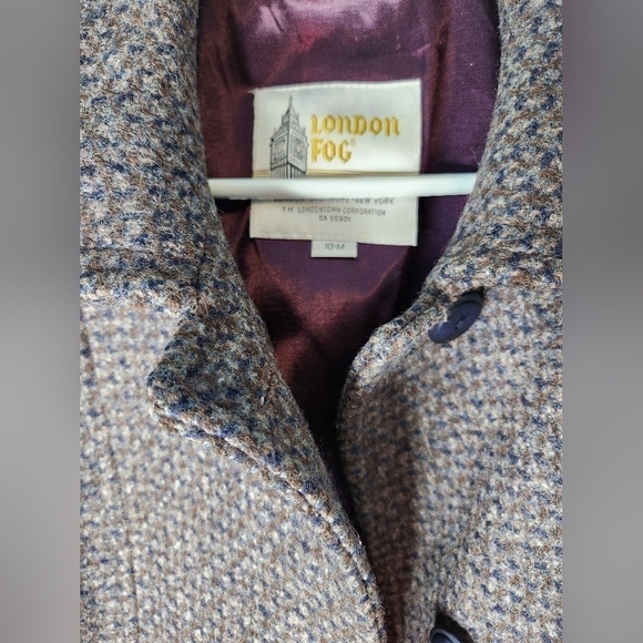 London Fog Virgin Wool Jacket Brown/Blue Size 10 M - Picture 4 of 11